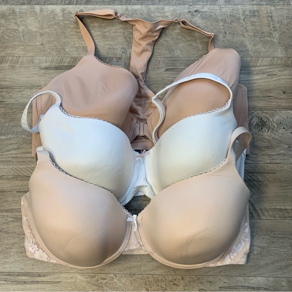 Victoria Secret Bundle 3 Bras Nude White Lined Demi Perfect Coverage - Picture 7 of 13